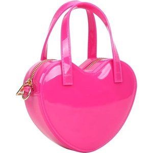 💕NWT Hot Pink Heart Purse Dress Shoes Patent Leather BARBIE Halloween Co…